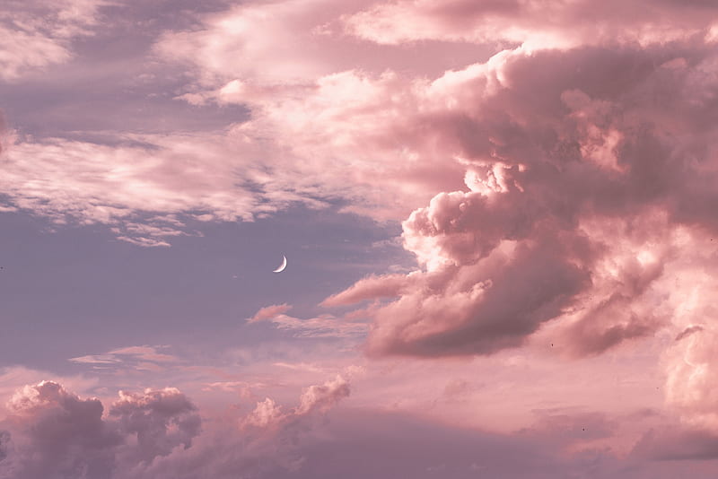 moon, clouds, sky, height, HD wallpaper