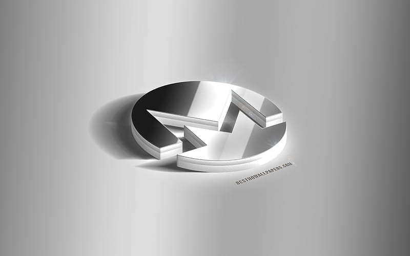 Monero 3D silver logo, Monero, cryptocurrency, gray background, Monero logo, Monero 3D emblem, metal Monero 3D logo, HD wallpaper