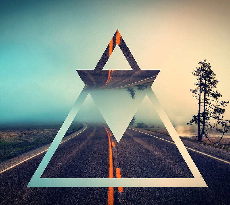 Triangle Road, android, best, blue, epic, new, nice, HD wallpaper