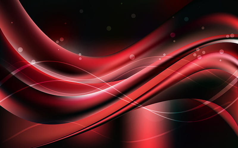 red waves, abstract waves, curves, creative, red background, art, HD wallpaper