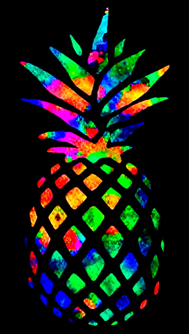Pineapple, blue, colorful, colors, dye, green, happ, red, tye, yellow, HD phone wallpaper