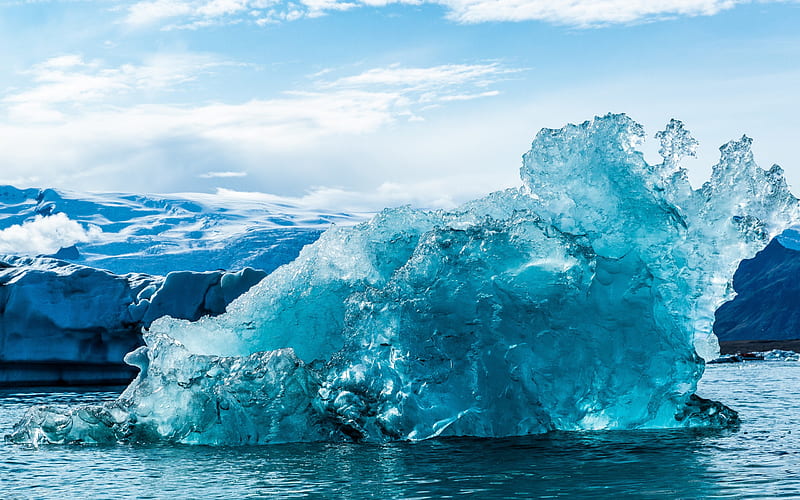 Iceberg, Arctic Ocean, waves, ice, water concepts, large iceberg, HD wallpaper