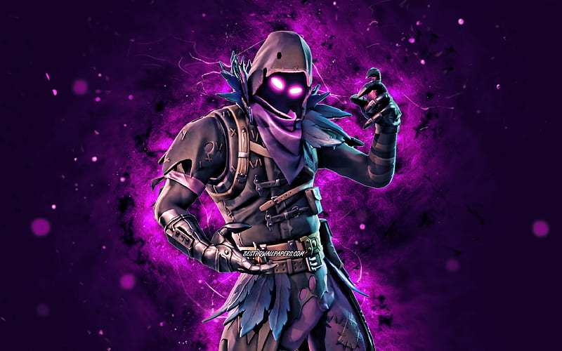 Raven, violet neon lights, 2020 games Fortnite Battle Royale, Fortnite characters, Raven Fortnite, Raven Skin, Fortnite, HD wallpaper