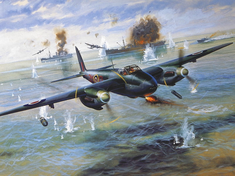 De Havilland Mosquito, guerra, plane, ww2, fighter, military, bobmber, HD wallpaper