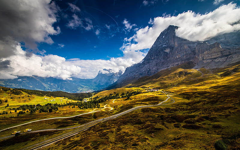 Grindelwald summer, mountains, beautiful nature, Alps, Switzerland, Europe, R, HD wallpaper