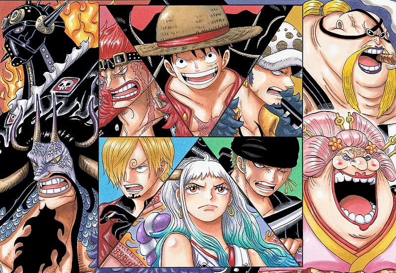 One Piece, Big Mom (One Piece) , Charlotte Linlin , Eustass (One Piece) , Eustass Kid , Kaido (One Piece) , King (One Piece) , Monkey D. Luffy , Queen the Plague , Roronoa Zoro , Sanji (One Piece) , Trafalgar Law , Yamato (One Piece), HD wallpaper