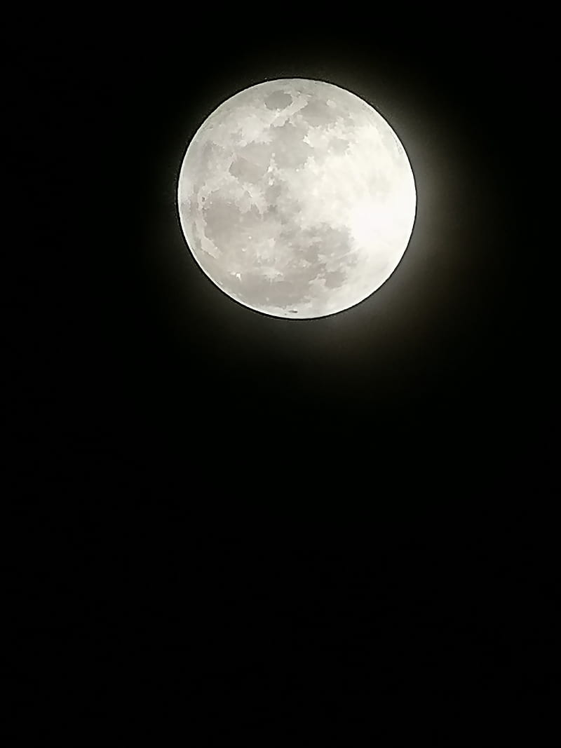 Moon, black, dark, full, night, sky, white, HD phone wallpaper