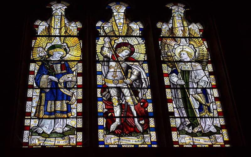 Angels of God, Angels, church, England, stained glass, HD wallpaper