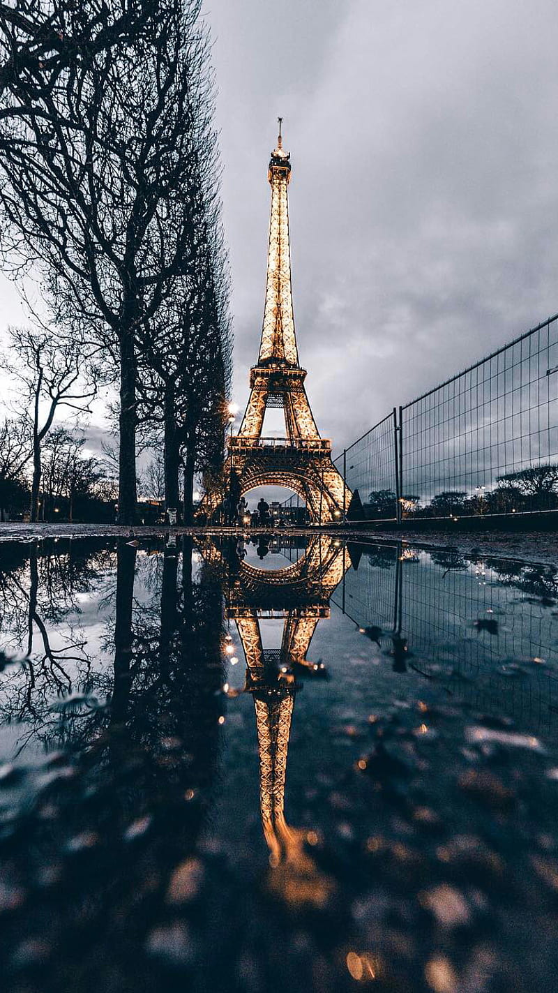 Eiffel Tower, city, france, paris, rainy, HD phone wallpaper