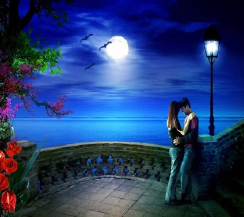 Lovers, season, moon, romantic, HD wallpaper | Peakpx