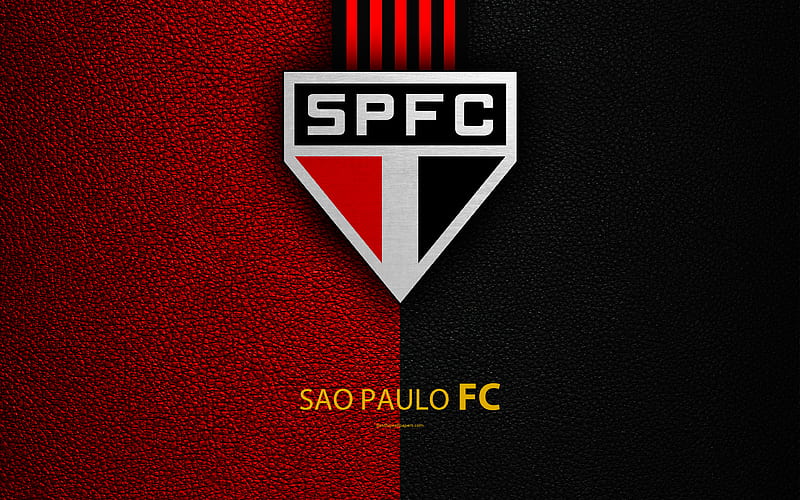 Sao Paulo FC Brazilian football club, Brazilian Serie A, leather texture, emblem, logo, São Paulo, Brazil, football, HD wallpaper