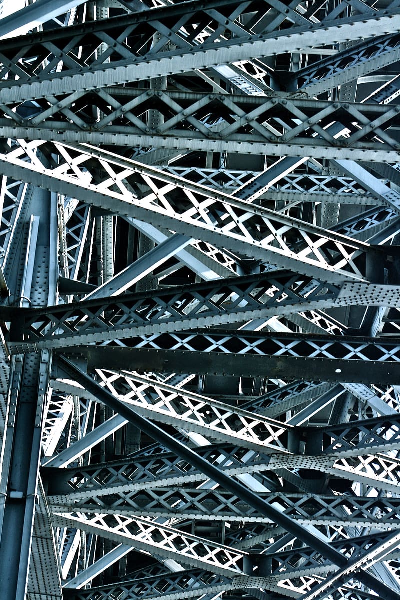 bridge, construction, metal, bottom view, HD phone wallpaper