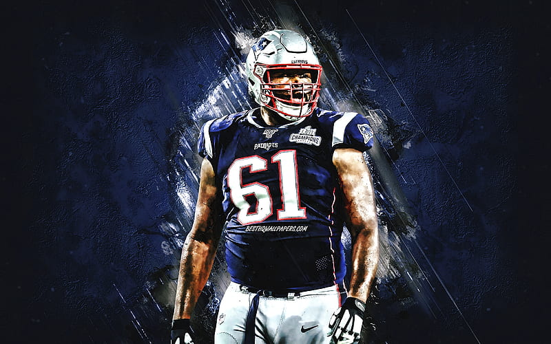 Marcus Cannon, New England Patriots, NFL, American football, portrait, blue stone background, National Football League, HD wallpaper