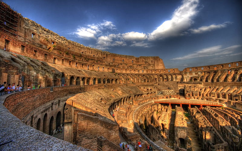 Colosseum,Roma, architecture, roman, colosseo, ancient, monuments, colosseum, bonito, rome, sky, clouds, roma, italia, italy, HD wallpaper