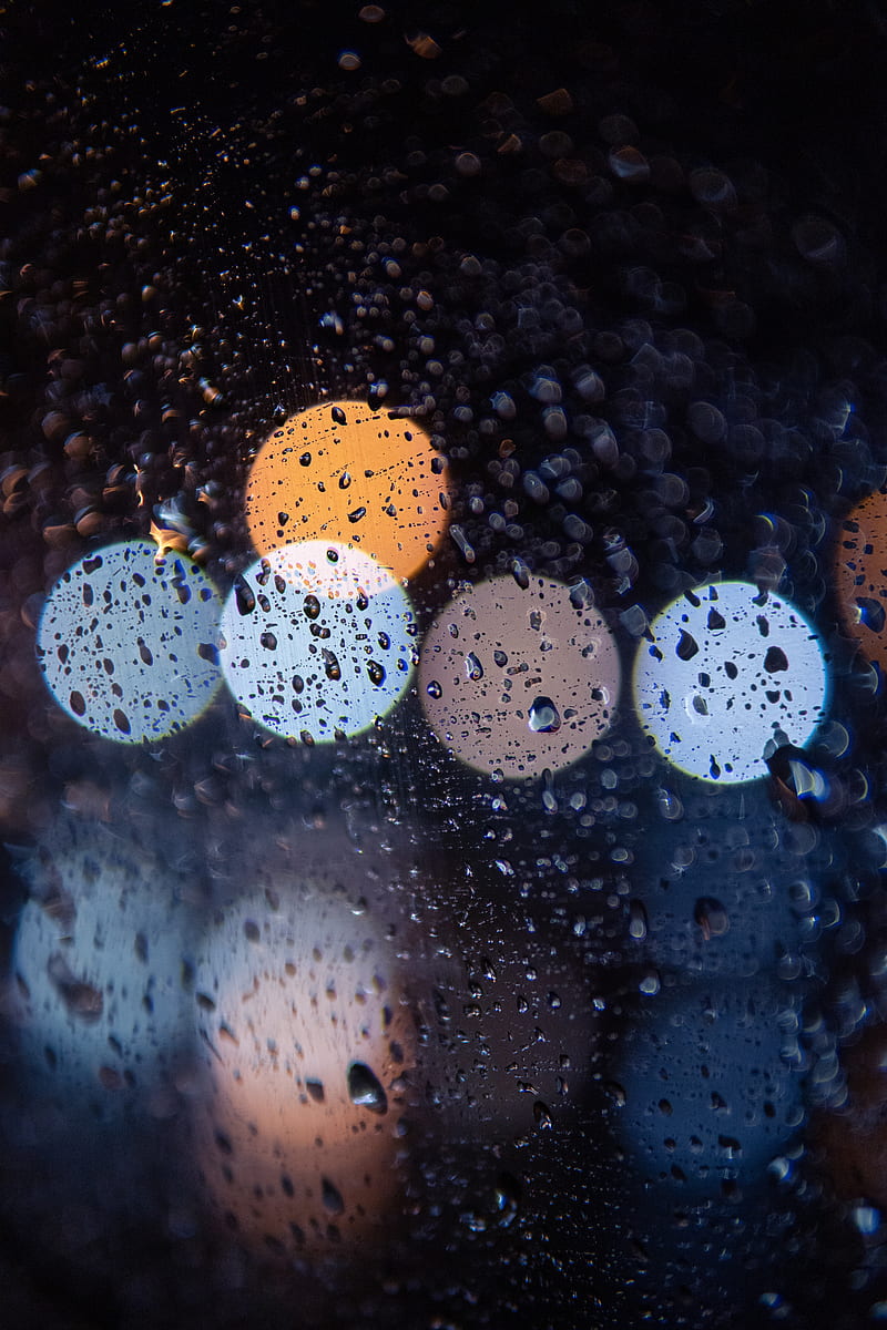 glass, drops, rain, macro, bokeh, HD phone wallpaper