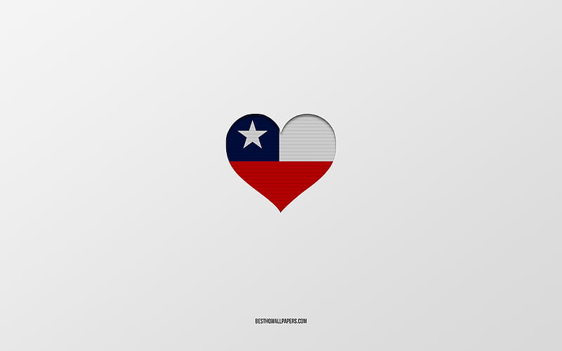 I Love Chile, South America countries, Chile, gray background, Chile flag heart, favorite country, Love Chile, HD wallpaper
