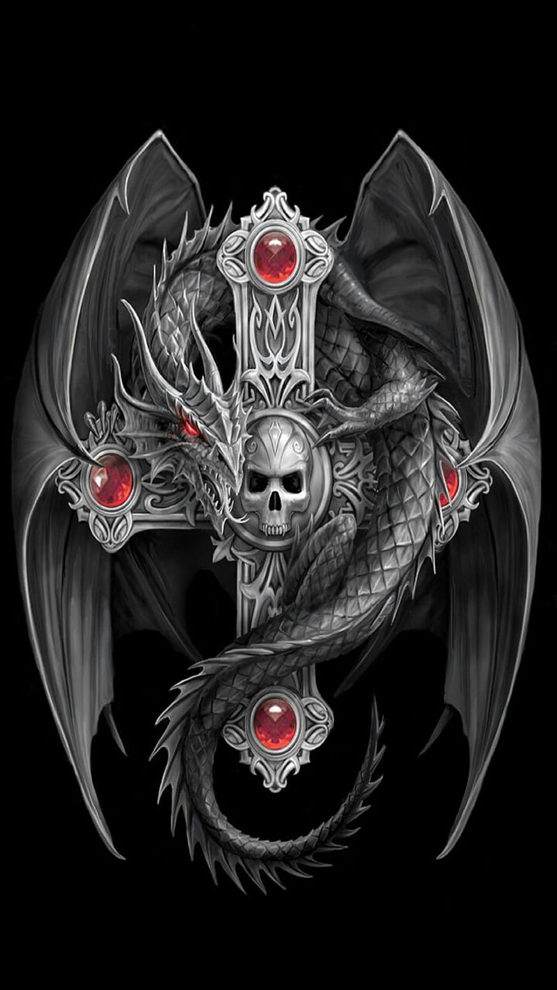 Dragon Cross, gothic, HD phone wallpaper