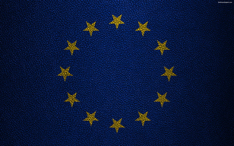 European Union Flag international organizations, leather texture, EU flag, Europe, European flags, European Union, HD wallpaper