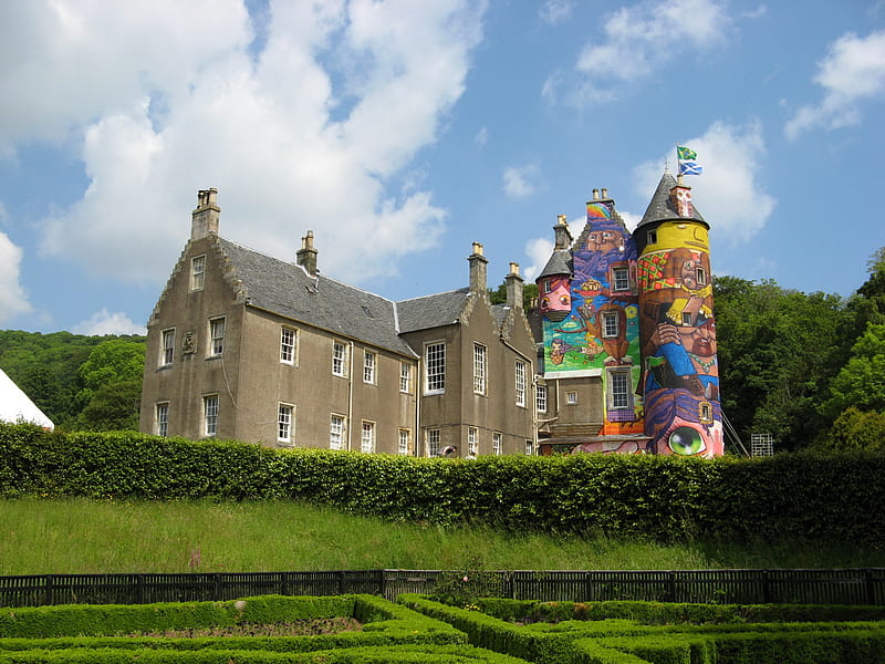 Colorful Castle, north, colorful, house, home, painted, glasgow, ayrshire, fairlie, scotland, castle, kelburn, HD wallpaper