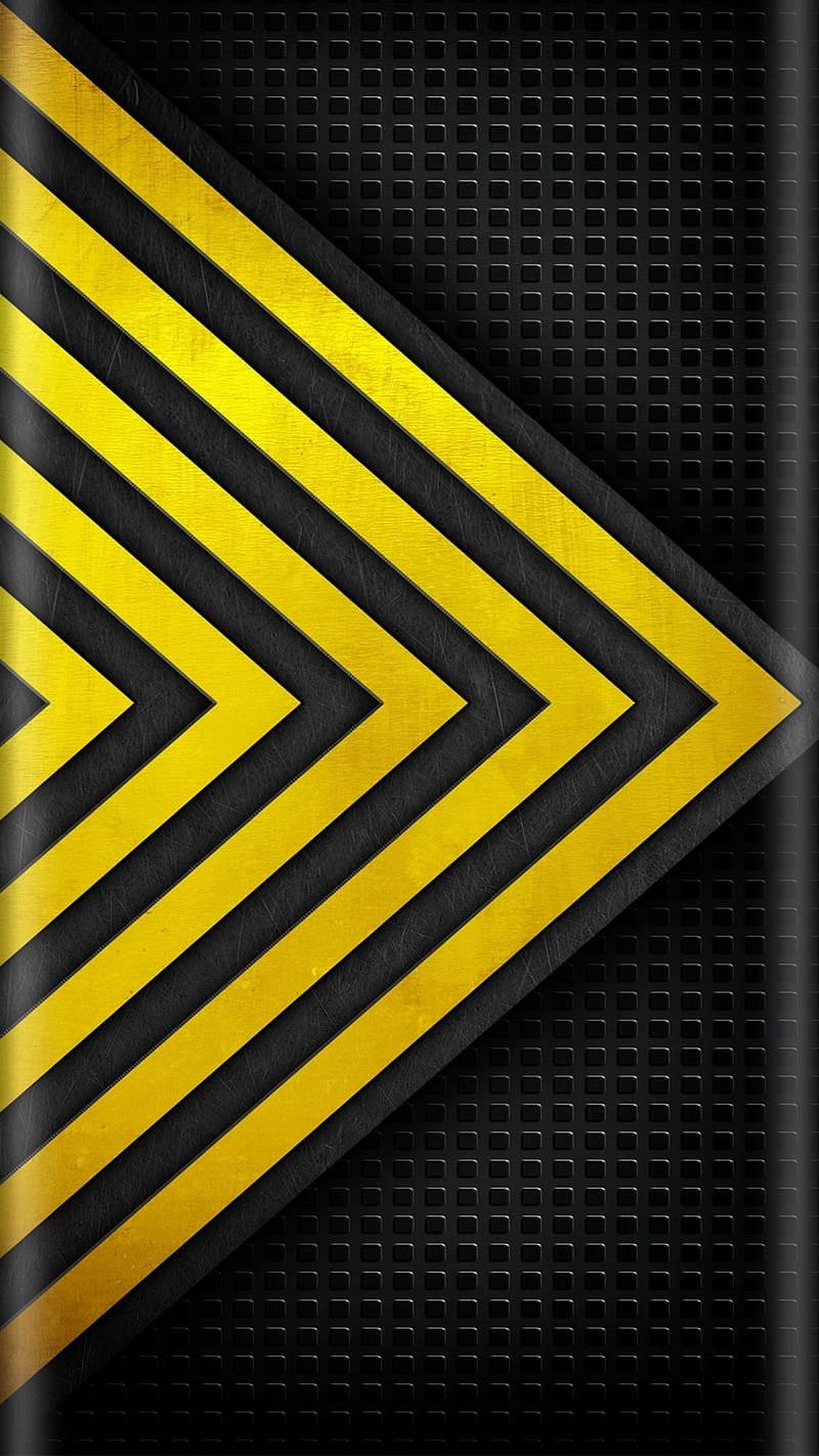 Abstract, black, edge style, s7, triangle, yellow line, HD phone wallpaper