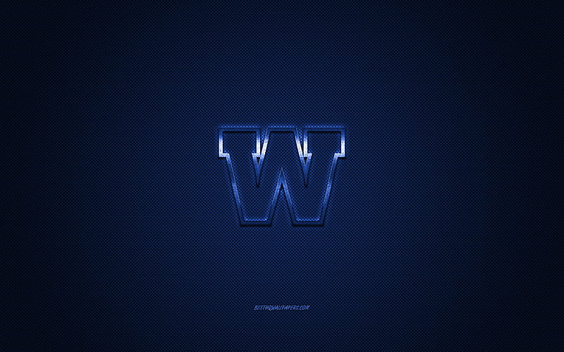 Winnipeg Blue Bombers logo, Canadian football club, CFL, blue logo, blue carbon fiber background, Canadian football, Winnipeg, Manitoba, Canada, Winnipeg Blue Bombers, HD wallpaper