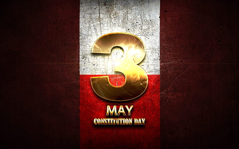 May Constitution Day, May 3, golden signs, Polish national holidays, 3 May Constitution Day, Poland Public Holidays, Poland, Europe, Constitution Day of Poland, HD wallpaper