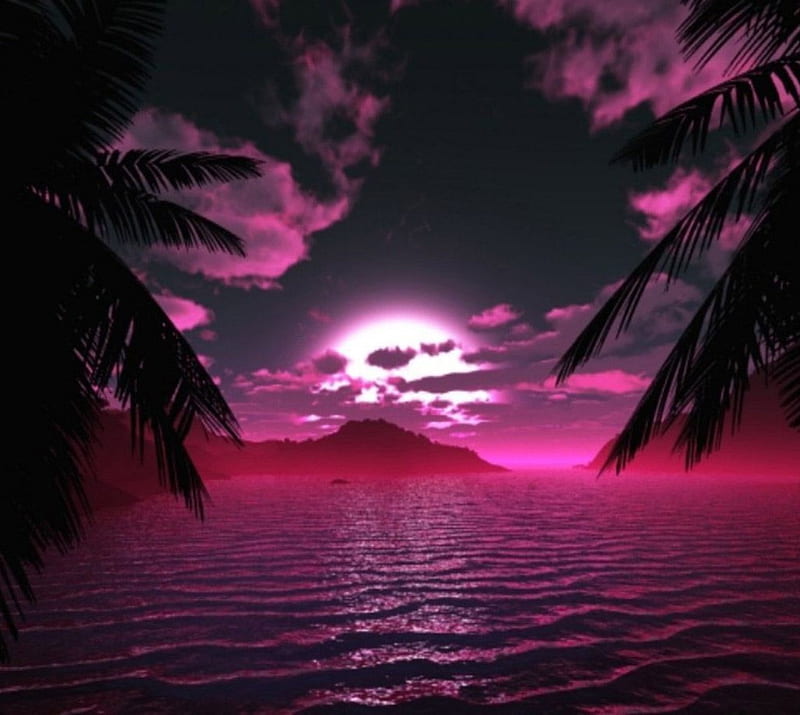 Sunset, abstract, nature, purple, HD wallpaper