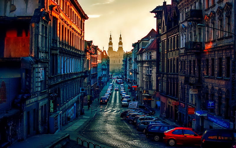 Poznan - Poland, houses, Poland, Poznan, street, HD wallpaper