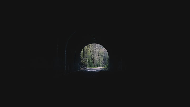 tunnel, arch, trees, alley, dark, HD wallpaper