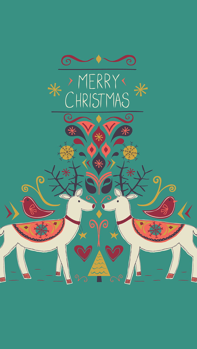 Merry Christmas, reindeers, HD phone wallpaper
