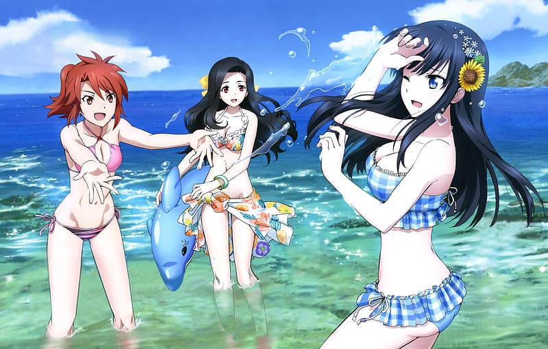 Anime, Bikini, Shiba Miyuki, The Irregular At Magic High School, Erika Chiba, Saegusa Mayumi, HD wallpaper