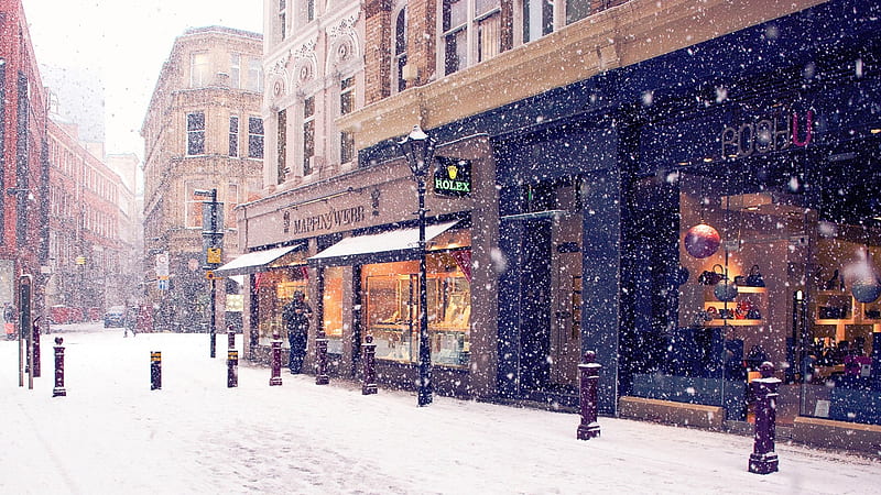 Snow In City, Cold City, HD wallpaper