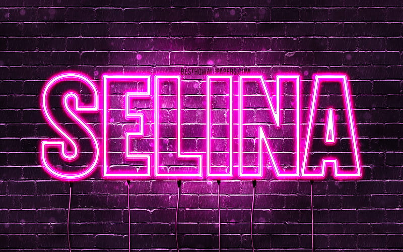 Selina with names, female names, Selina name, purple neon lights, Happy Birtay Selina, popular german female names, with Selina name, HD wallpaper