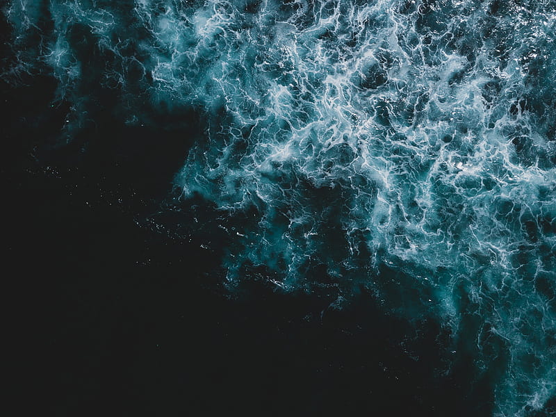 waves, sea, aerial view, water, surface, dark, HD wallpaper