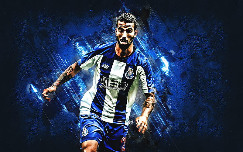 Sergio Oliveira, FC Porto, Portuguese footballer, midfielder, blue stone background, football, Portugal, HD wallpaper