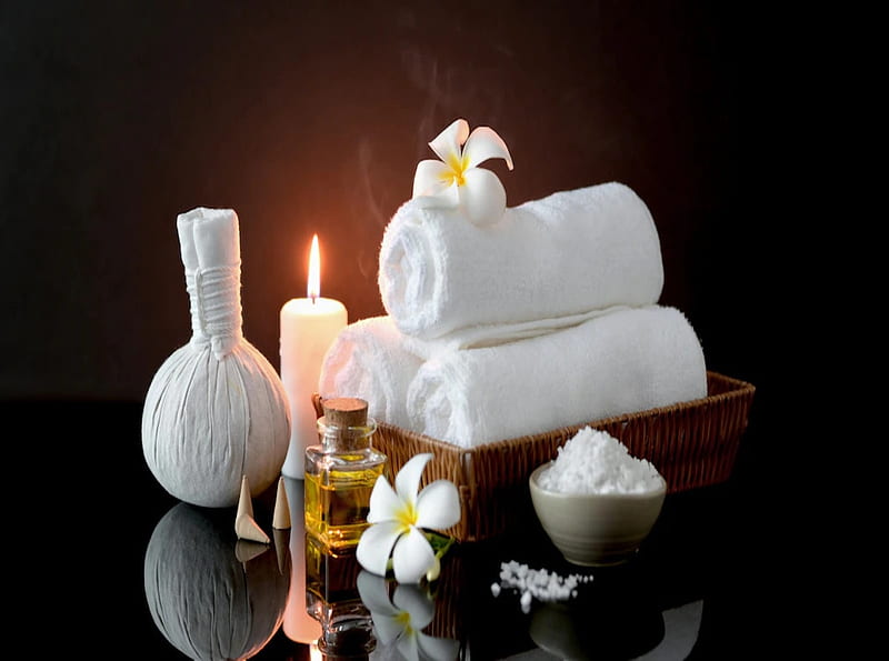 Relaxing Spa Candle Salt Flower Towels Hd Wallpaper Peakpx