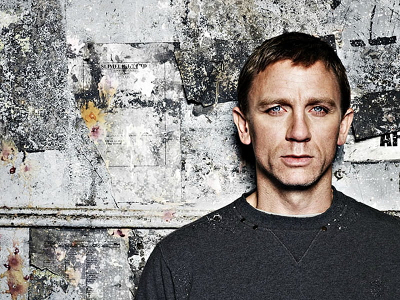 Daniel Craig, gris, man, blue eyes, actor, HD wallpaper