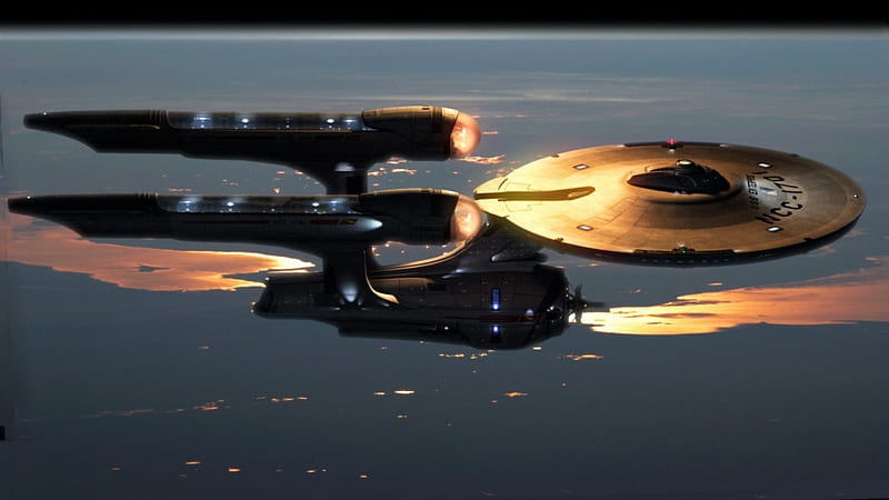 Sunlit Enterprise, Captain Kirk, USS Enterprise, 1600x900, Star Trek, HD wallpaper