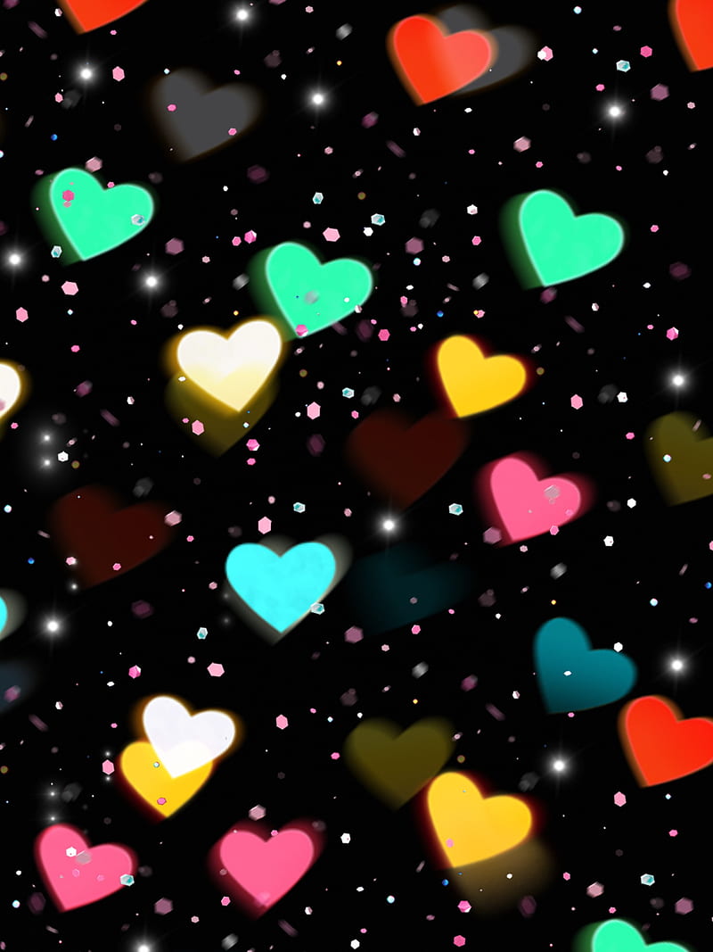 Starry Hearts, corazones, stars, HD phone wallpaper