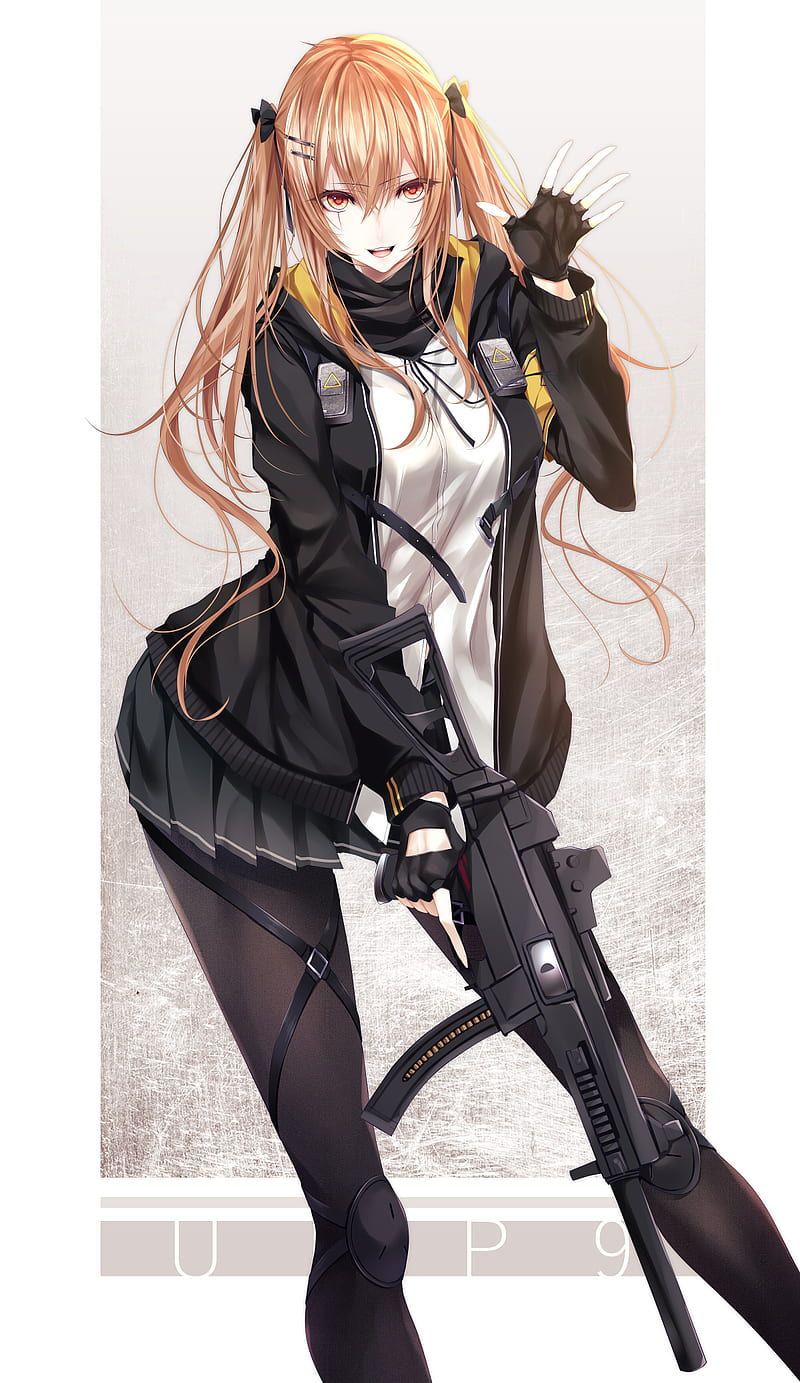 Girls Frontline, UMP9 (Girls' Frontline), girls with guns, black stockings, twintails, anime, HD phone wallpaper