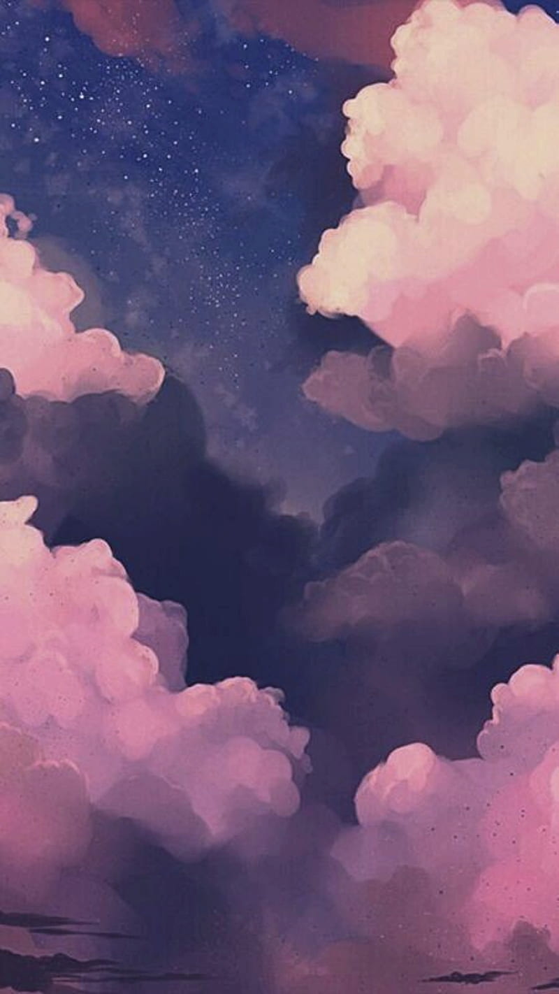 Nubes rosas, sunset, sky, star, fondo nube whatsapp, HD phone wallpaper