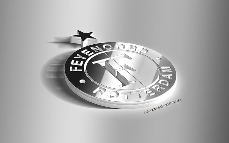 Feyenoord Rotterdam, 3D steel logo, Dutch football club, 3D emblem, Rotterdam, Netherlands, Eredivisie, Premier Division, Feyenoord metal emblem, football, creative 3d art, HD wallpaper