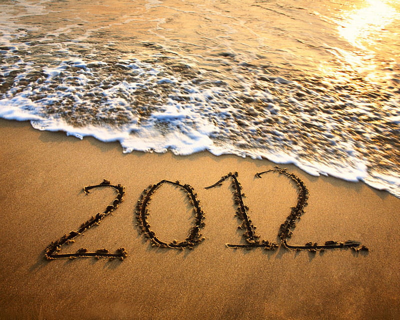 2012, beach, new year, 1 january, HD wallpaper