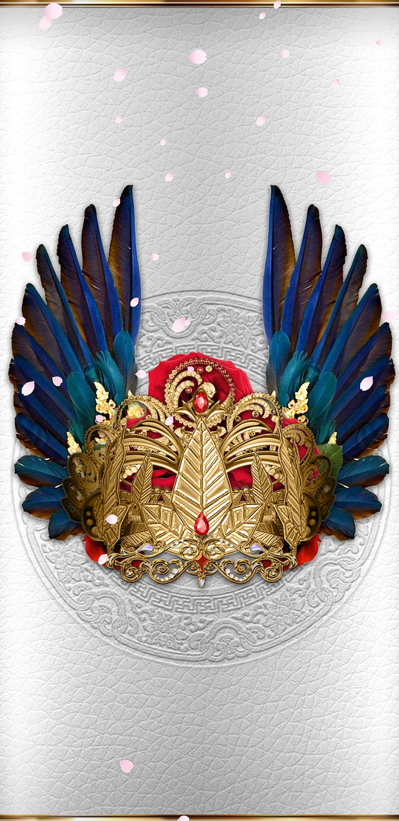 LadysPhoenix , helmet, feathers, roses, golden, crown, gold, wings, HD phone wallpaper