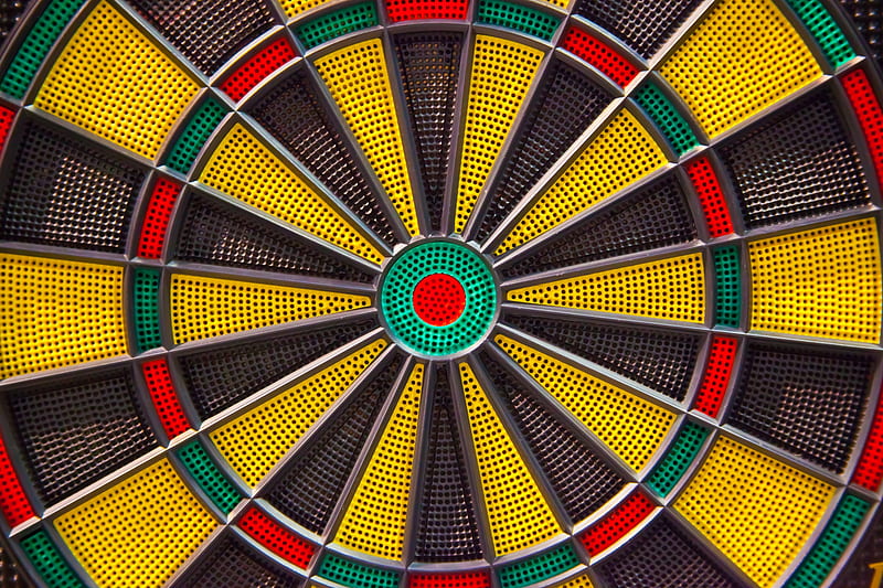 Target, colorful, red, darts, texture, yellow, paper, blue, pattern, HD wallpaper
