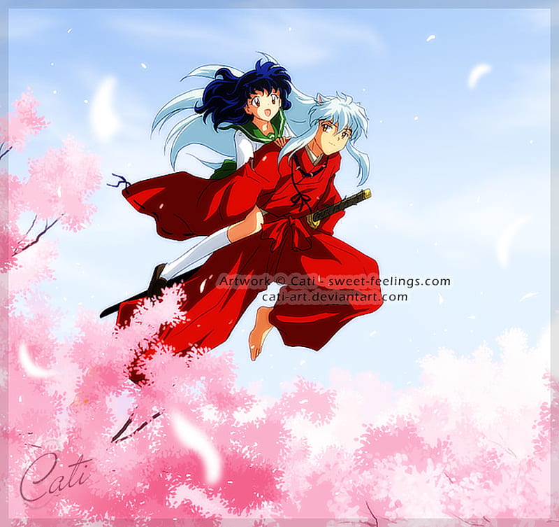 Inuyasha and Kagome , anime, love, HD wallpaper