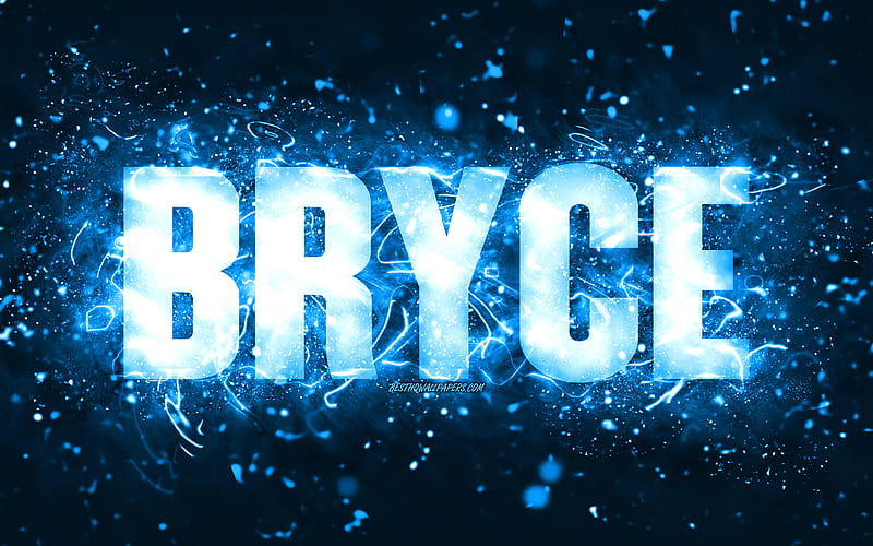 Happy Birtay Bryce blue neon lights, Bryce name, creative, Bryce Happy Birtay, Bryce Birtay, popular american male names, with Bryce name, Bryce, HD wallpaper