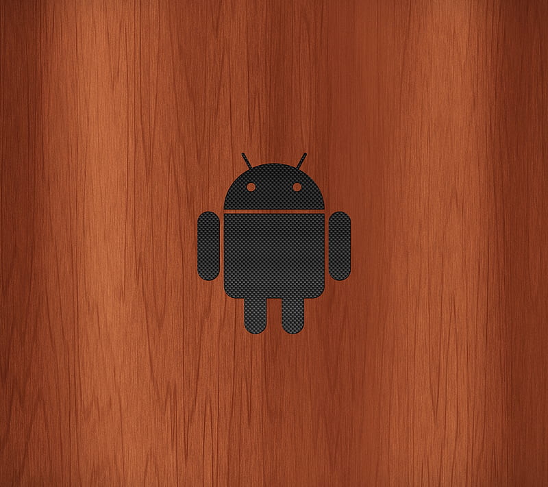 Droid Carbon, android, fiber, logo, robot, wood, wooden, HD wallpaper