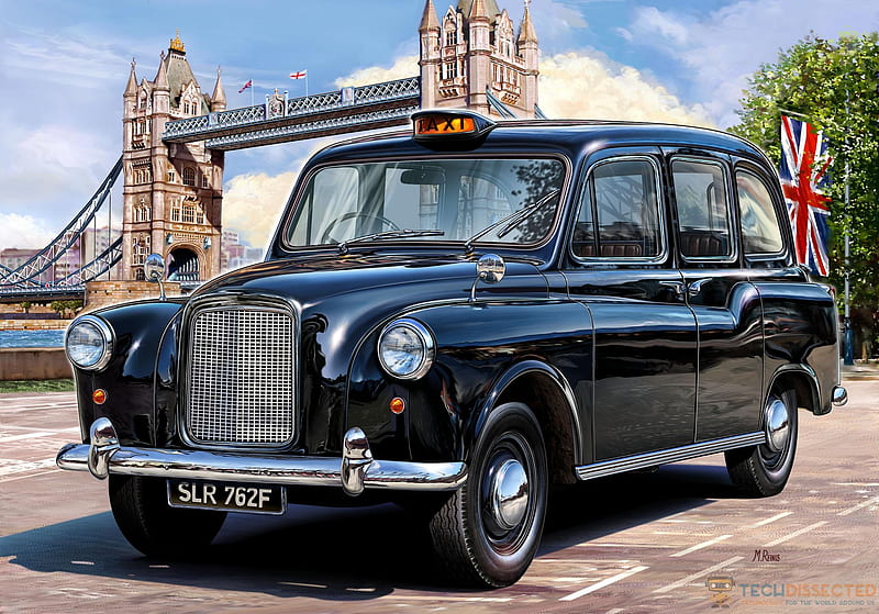 black london cab, cab, bridge, car, london, HD wallpaper
