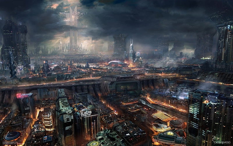 industrial city, city, anime, other, HD wallpaper